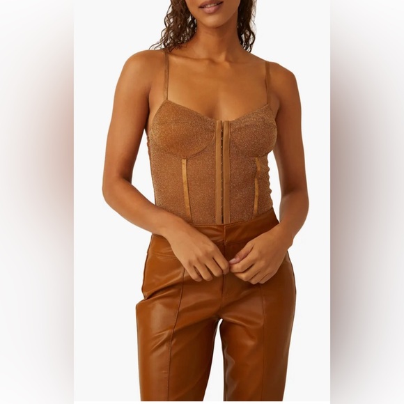 NWT Free People Intimately Bronze Shimmer Night Rhythm Bodysuit - Picture 6 of 13